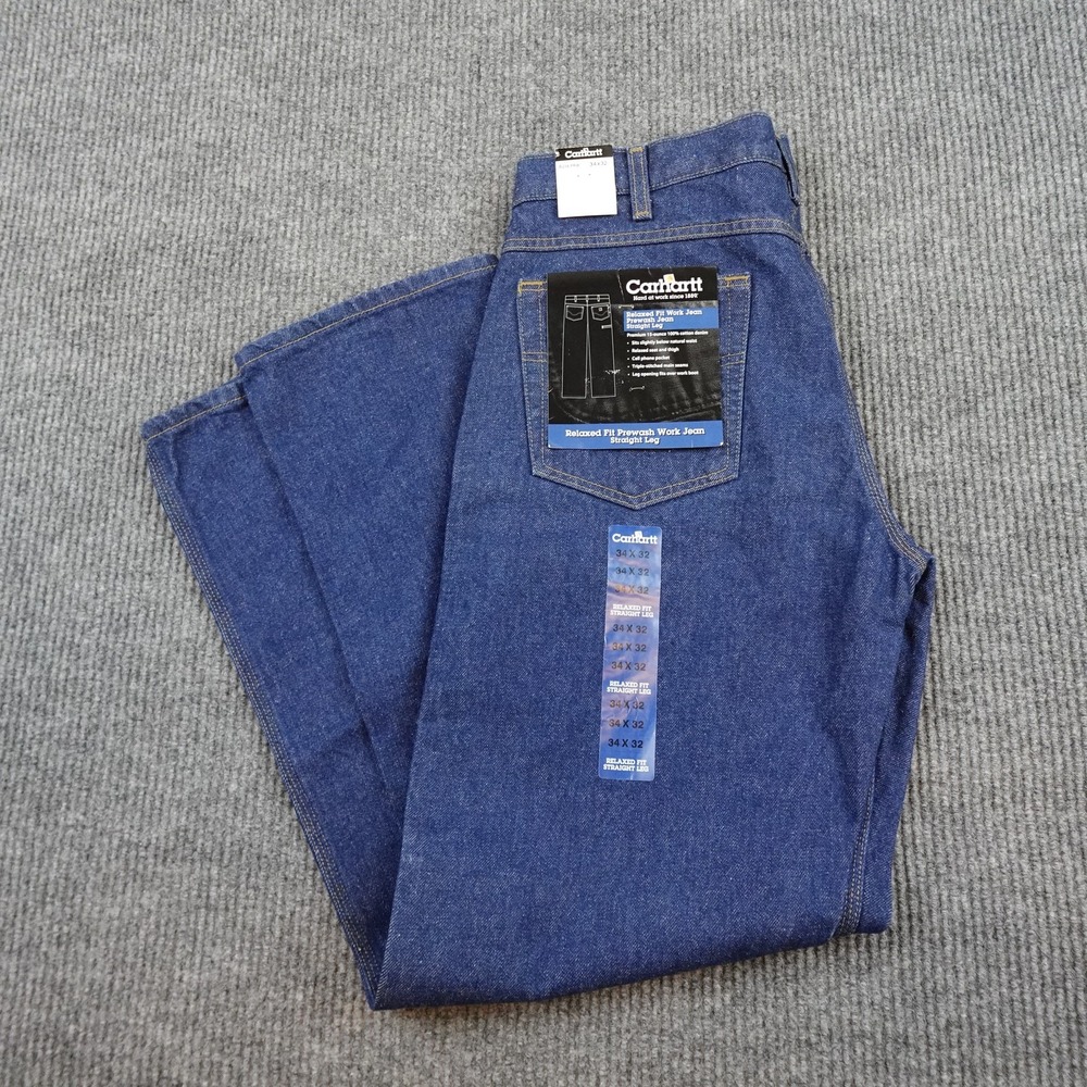 Carhartt B234 PRW Relaxed Fit Jeans Mens 34x32 Dark Wash Blue Straight Denim
